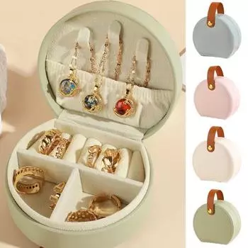 Портативная шкатулка для хранения ювелирных изделий с ручкой, большой вместимости, с несколькими отделениями, дорожная шкатулка для украшений, ожерелий, колец белый