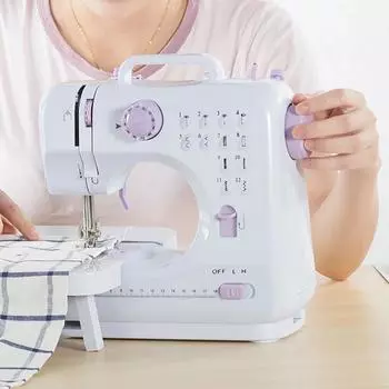 Портативная швейная машинка для начинающих, мини-электрическая, бытовая, для починки, оверлок с 12 стежками и прижимной лапкой