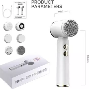 Портативная силиконовая электрическая очищающая щетка 6 в 1 для очищения пор лица и пилинга, водонепроницаемая звуковая очищающая щетка