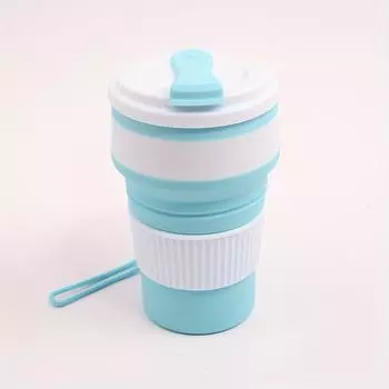 [Портативная силиконовая кружка для воды объемом 350 мл] Складная силиконовая кружка для воды объемом 350 мл — портативная и многоразовая для активного отдыха, спорта, кемпинга и походов синий