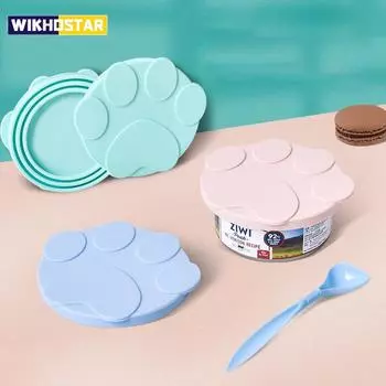 Портативная силиконовая крышка для консервов для собак и кошек, 2-в-1, ложка-герметик для еды, крышка для еды для домашних животных, крышки для хранения свежести, миска, аксессуары для собак Canned spoon зелёный