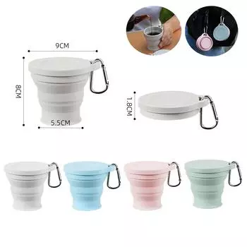 Портативная силиконовая складная чашка для горного кемпинга, путешествий на открытом воздухе, выдвижная 180 мл, мини-чашка для кофе, чашка для питья с крышкой, многоразовая 180ml