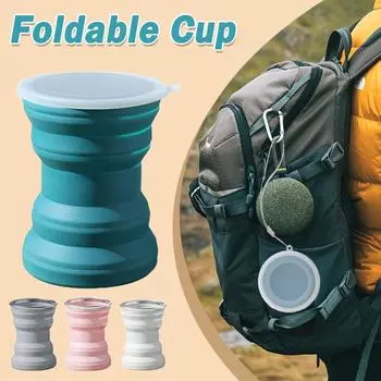 Портативная силиконовая складная чашка, термостойкие кофейные чашки для путешествий на открытом воздухе, складные чашки для питья, мини-масштабируемая чашка для полоскания рта белый