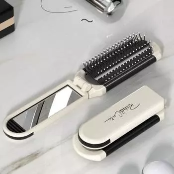 Портативная складная расческа с воздушной подушкой и массажным зеркалом, научное разглаживание волос и массаж кожи головы для удовольствия в стиле СПА белый