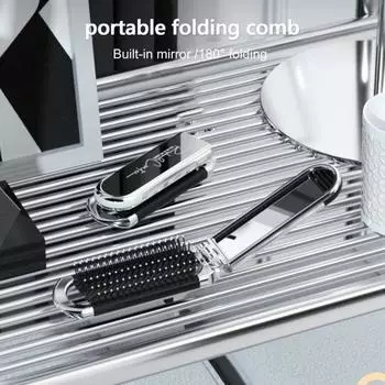 Портативная складная расческа с воздушной подушкой и массажным зеркалом, научное разглаживание волос и массаж кожи головы для удовольствия в стиле СПА белый