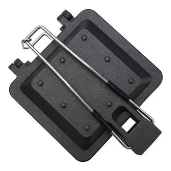 Портативная складная сэндвичница с антипригарным покрытием, двухсторонняя, для тостов, из алюминиевого сплава, текстурированная, для кемпинга и домашнего использования