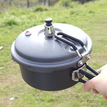 Портативная складная скороварка, 80 кПа, посуда из алюминиевого сплава, 2 л, кастрюля для тушения на открытом воздухе чёрный