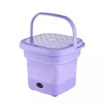 Портативная складная стиральная машина для одежды, носков, нижнего белья, мини-электрическая бочка для чистки белья EU 220V no spin basket фиолетовый