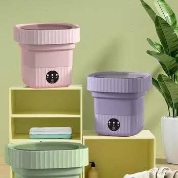 Портативная складная стиральная машина с низким уровнем шума, энергосберегающая одежда с большим уровнем шума, носки, нижнее белье, мини-стиральная машина, принадлежности для ванной комнаты US Plug зелёный