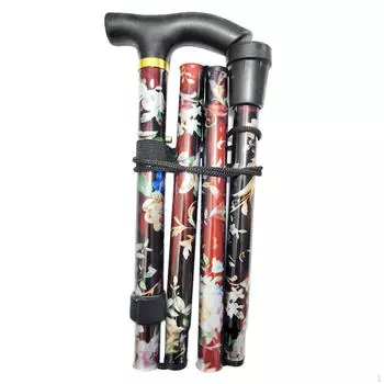 Портативная складная трость из алюминия, 5-секционная ручная трость для кемпинга, пешего туризма Black