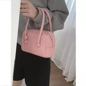 Портативная сумка для боулинга, модная розовая сумка цвета вишни, маленькая квадратная сумка через плечо для поездок на работу розовый