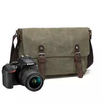 Портативная сумка для фотокамеры мужская одноплечевая сумка Oblique Straddle для путешествий Oblique Back Electric Head Canvas Fourteen inches хаки