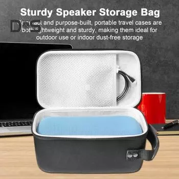 Портативная сумка для хранения динамиков, чехол для переноски, ударопрочный, с мягкой подкладкой, органайзер для динамиков с сетчатым карманом для Soundlink Max чёрный