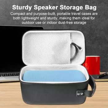 Портативная сумка для хранения динамиков, чехол для переноски, ударопрочный, с мягкой подкладкой, органайзер для динамиков с сетчатым карманом для Soundlink Max чёрный