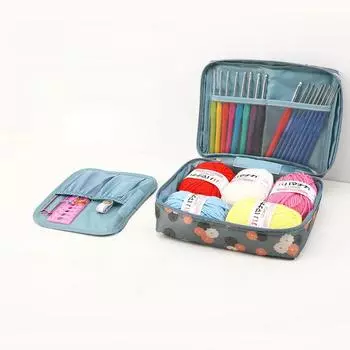 Портативная сумка для хранения рукоделия, сетчатый разделитель, мешочек для пряжи, вязальных инструментов, органайзер, чехол для хранения, сумка для ручной работы, дорожная сумка для стирки