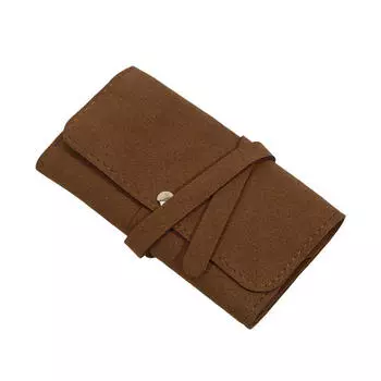 Портативная сумка для хранения ювелирных изделий из искусственной кожи, органайзер для ожерелий, рулонные сумки, складная сумка для сережек, колец, подарков для женщин, путешествий One Size коричневый