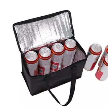 Портативная сумка для ланча с широким отверстием, сумка для ланча из алюминиевой фольги, изоляционная сумка для улицы черный белый