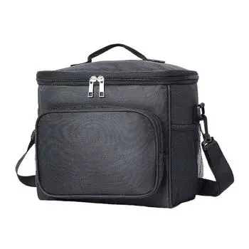 Портативная сумка для ланча, термоконтейнер для еды, прочный водонепроницаемый офисный ланч-бокс-холодильник с регулируемым плечевым ремнем, изолированный чехол. чёрный