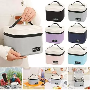 Портативная сумка для обеда, сумка для пикника, термосумка для еды, переноска для напитков, изолированная сумка, сумка для доставки пива для пляжа, пикника, путешествия, путешествия Black 21x14x17cm