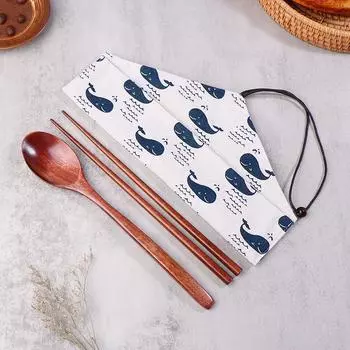 Портативная сумка для столовых приборов, многоразовая дорожная сумка с завязкой для вилок, ложек, бамбуковых палочек для еды, сумки для кухонной посуды в японском стиле