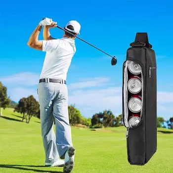 Портативная сумка-холодильник для гольфа на открытом воздухе, вино, пиво, напитки, водонепроницаемая термоизоляционная сумка, съемный плечевой ремень чёрный