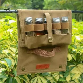 Портативная сумка-органайзер для бутылок со специями с ручкой, для кемпинга, барбекю, пикника, приправ, банка для приправ, контейнер для бутылок с маслом для барбекю, чехол для переноски A чёрный