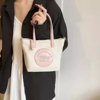 Портативная сумка-ведро с цветными блоками, женская оксфордская сумка через плечо через плечо розовый