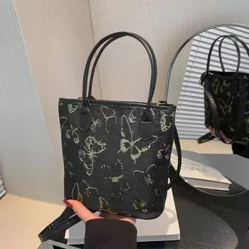 Портативная сумка-ведро женская 2024 года, новая повседневная индивидуальная летняя трендовая сумка-мессенджер, нишевый дизайн, сумка для поездок на работу чёрный