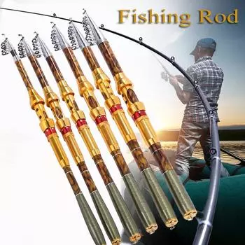 Портативная телескопическая карбоновая удочка, спиннинговая рыба, ручные рыболовные снасти, морская удочка, океанская удочка, снасти 1.8M золотой