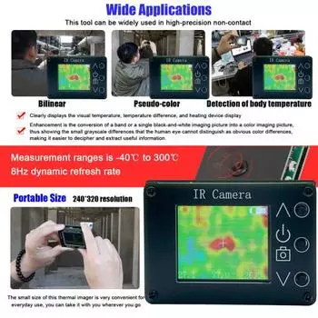 Портативная тепловизионная камера с 1,8-дюймовым TFT-экраном, съемка фотографий, встроенный чип памяти, измерение температуры, портативный тепловизор