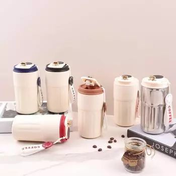 Портативная термокружка из нержавеющей стали с дисплеем температуры 450ml белый