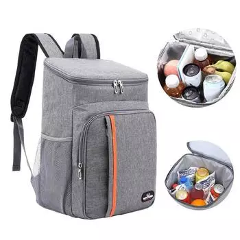 Портативная термосумка для обеда, 20 л, коробка для еды, прочный водонепроницаемый охладитель со льдом, чехол для кемпинга, Оксфорд, рюкзаки для ужина, холодильник серый