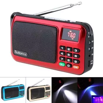 Портативная TF-карта USB Mini FM Elder Radio Динамик с ЖК-дисплеем Сабвуфер MP3-плеер красный