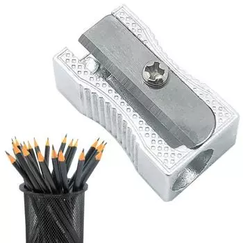 Портативная точилка для карандашей, 12 шт., нескользящая основа с одним отверстием, компактный размер, ручная точилка для ручек, школьные канцелярские принадлежности, подарок серебряный