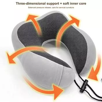 Портативная U-образная подушка для шеи, мягкая дышащая моющаяся невыцветающая подушка из пены с эффектом памяти, поддержка шеи, дорожная подушка с застежкой-молнией светло-серый