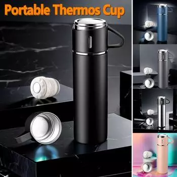 Портативная вакуумная чашка, нержавеющая сталь 316, термос для горячих и холодных напитков чёрный