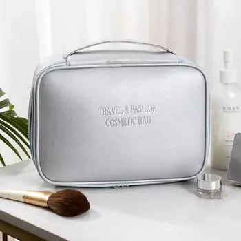 Портативная водонепроницаемая косметичка из искусственной кожи, сумка для стирки, большая вместимость, дорожная косметичка, простая сумка для хранения косметики синий