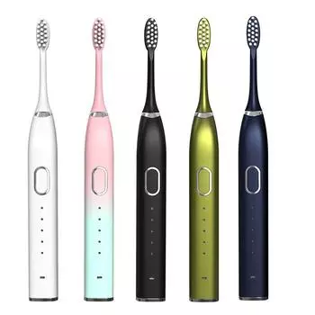 Портативная водонепроницаемая отбеливающая электрическая зубная щетка Dupont со сменными щетинками и функцией звуковой вибрации для ухода за полостью рта белый