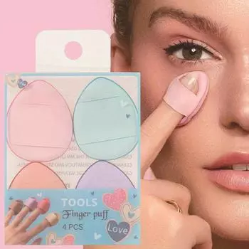 Портативная воздушная мини-пуховка для пудры с большим пальцем, спонж для сухого и влажного макияжа, консилер с каплями воды, маленькая пуховка для пудры 4pcs