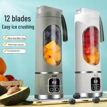 Портативная высококачественная соковыжималка с зарядкой через USB, функцией измельчения льда и 12 лезвиями для путешествий на открытом воздухе HS-860 3.7V 8-blade dual battery 1300 mAh зелёный