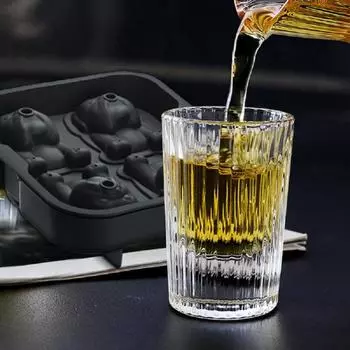 Портативная высокопрочная форма для изготовления кубиков льда в форме животных, гибкая форма для кубиков льда, аксессуары для бара, лоток для льда в форме бульдога чёрный