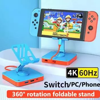 Портативная зарядная док-станция 4K 60 Гц с адаптером HDMI 4K/USB 2.0/портом Type C для док-станции Nintendo Switch OLED