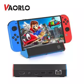 Портативная зарядная док-станция VAORLO с 4K HDMI-совместимым адаптером/USB 2.0/портом типа C для Nintendo Switch/переключателем OLED-док-станции