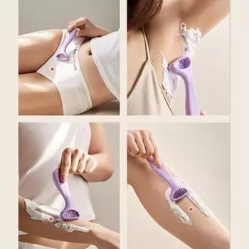 Портативная женская бритва для бритья волос на ногах в зоне бикини, ручная бритва для частного тела, эпилятор с нулевой чувствительностью, уход за кожей фиолетовый