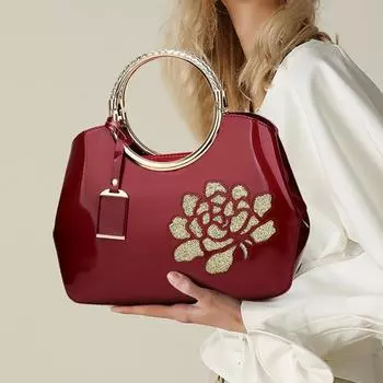 Портативная женская сумка из лакированной кожи, женская сумка с глянцевой оболочкой, диагональная сумка через плечо белый