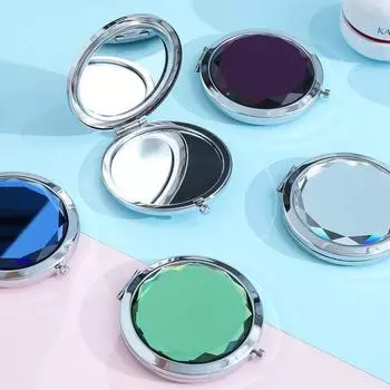 Портативное карманное зеркало, складное увеличительное зеркало, косметическое зеркало, зеркало для макияжа, маленький подарок синий