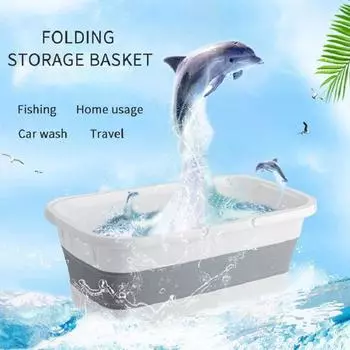Портативное силиконовое складное ведро для мытья автомобиля, большое ведро для швабры, прямоугольное, утолщенное, пластиковое, для домашнего хозяйства