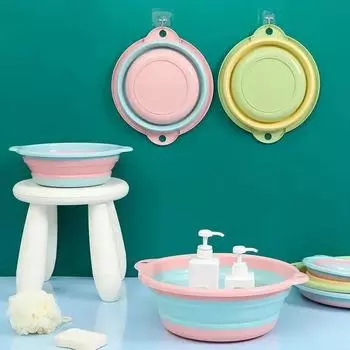 Портативное складное ведро для мытья лица, стирки и путешествий, компактный и прочный резервуар для воды S розовый