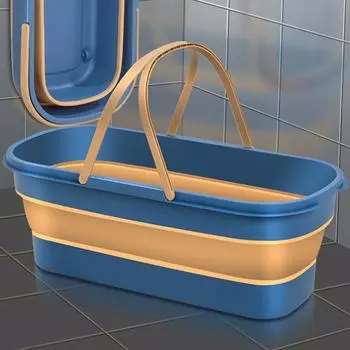 Портативное ведро для швабры, складное ведро для швабры с ручкой, прямоугольное, для наружного сада, кемпинга, рыбалки