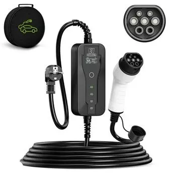 Портативное зарядное устройство для электромобиля 250 В 16 А, зарядный кабель типа 2 IEC 62196-2 3,5 кВт, вилка ЕС, настенная коробка управления 3.5M чёрный